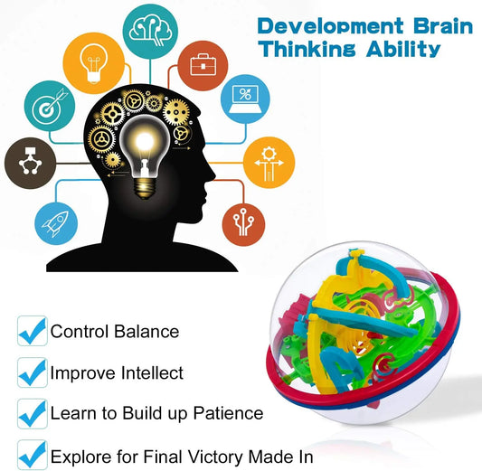 3D IQ Puzzle Maze Ball Toy for Kids and Adults - Engaging Educational Fun
