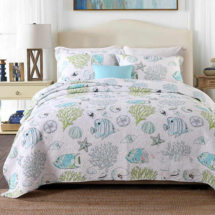 KTX-703059 Cotton Summer Quilt Set with Two Pillowcases - Soft, Breathable, 230x250cm