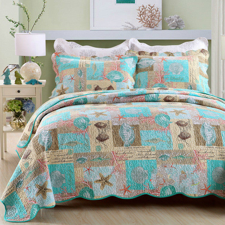 KTX-703059 Cotton Summer Quilt Set with Two Pillowcases - Soft, Breathable, 230x250cm