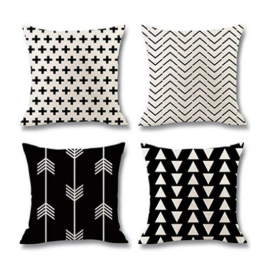 KTX-703123 Striped Polka Dot Linen Throw Pillow Cover - Modern 45x45cm Design