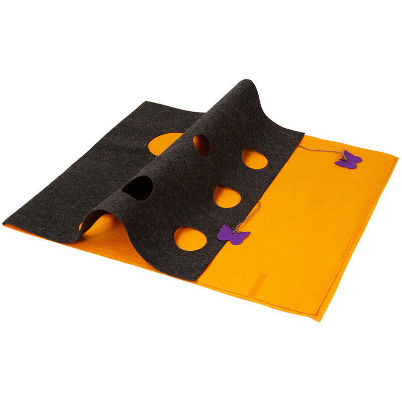 KTX-704019 Cat Play Tunnel and Puzzle Mat - Multifunctional Felt Toy for Interactive Play