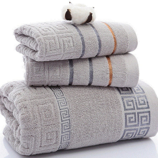 KTX-704467 Three-Piece Cotton Towel Set with One Bath Towel and Two Hand Towels