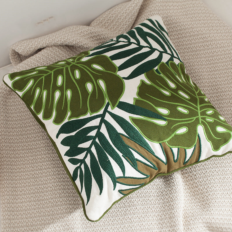 KTX-705939 Nordic Green Cactus Embroidered Throw Pillow - Available in 45x45cm and 30x50cm