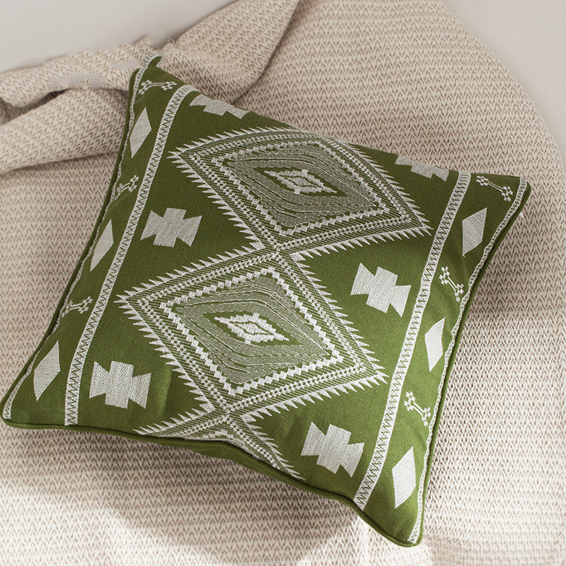 KTX-705939 Nordic Green Cactus Embroidered Throw Pillow - Available in 45x45cm and 30x50cm