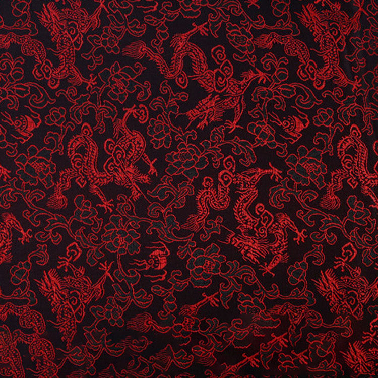 KTX-707091 Multicolor Jacquard Fabric with Chinese Dragon Pattern - 50% Rayon, 50% Polyester Silk, 150cm Width