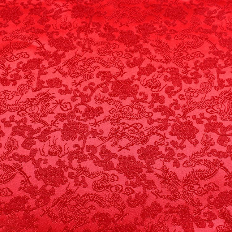 KTX-707091 Multicolor Jacquard Fabric with Chinese Dragon Pattern - 50% Rayon, 50% Polyester Silk, 150cm Width