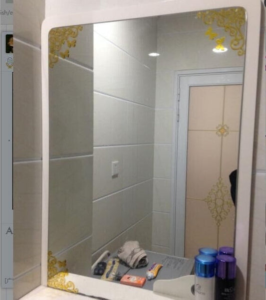 KTX-708115 Corner Flower Window Glass Wardrobe Stickers - Set of 4 Butterfly Designs in Various Sizes