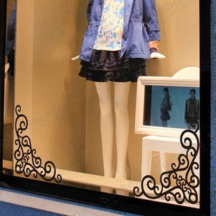 KTX-708115 Corner Flower Window Glass Wardrobe Stickers - Set of 4 Butterfly Designs in Various Sizes