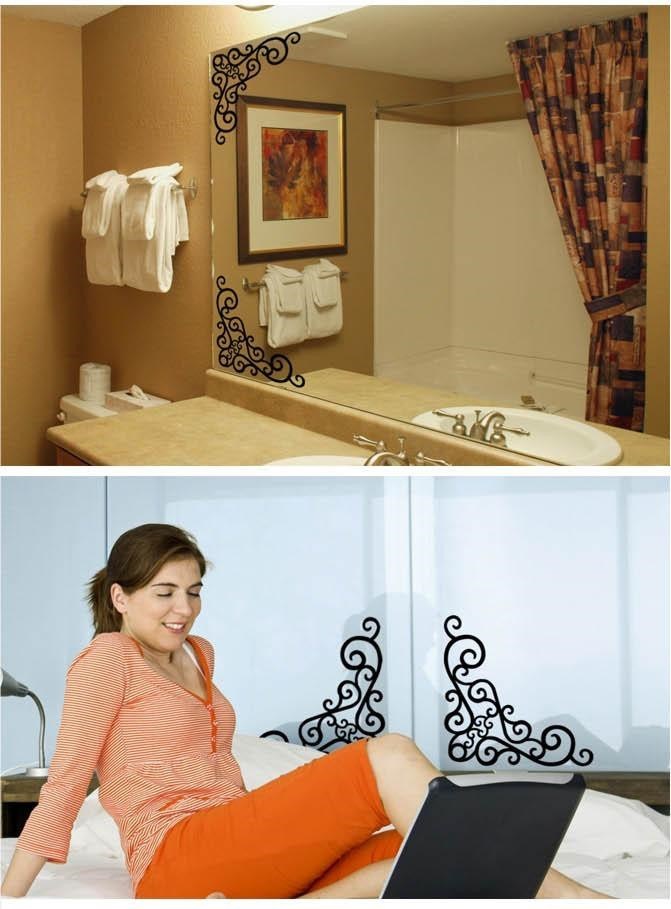 KTX-708115 Corner Flower Window Glass Wardrobe Stickers - Set of 4 Butterfly Designs in Various Sizes