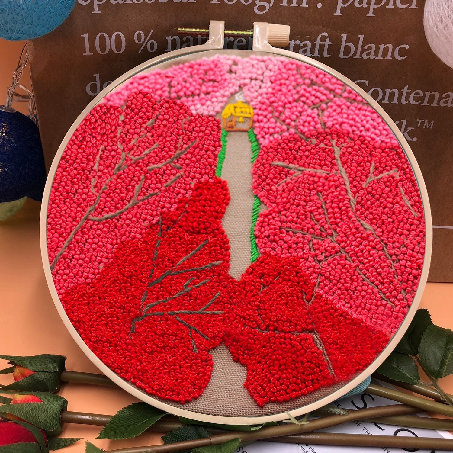 KTX-709331 Handmade Embroidery Kit with 15cm Frame - Moon Goddess, Cute Princess, Flower Fairy, Forest Princess, Earth Girl, Pure Rose, Miles Peach Blossom, Flower Cluster Designs