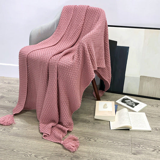 KTX-709331 Nordic Style Solid Color Tassel Blanket in Imitation Cashmere, White, Available in Various Sizes