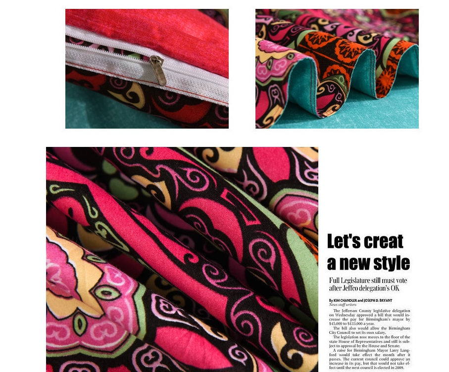 KTX-709651 Four-Piece Printed Polyester Bedding Set with Various Sizes and Pillowcase Options