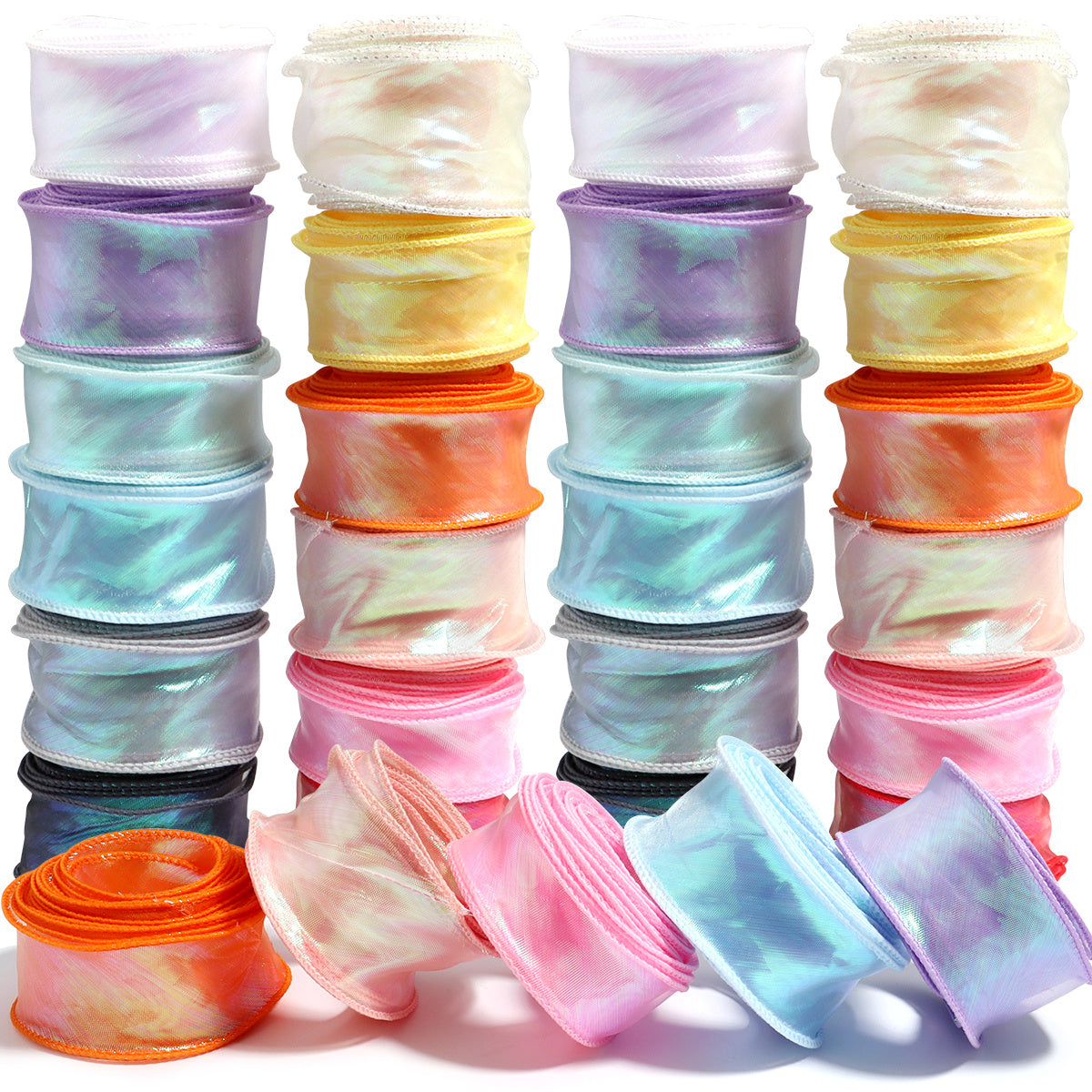KTX-710163 Colorful Fishtail Organza Yarn Wave Edge Lace Ribbons - 5 Yards x 4 cm for DIY Bouquets and Gift Packaging