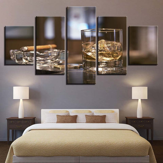 KTX-710419 Modern Decorative Canvas Art Set - Cigar, Grain & Oil Painting - Multiple Sizes Available
