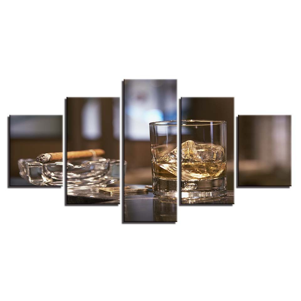 KTX-710419 Modern Decorative Canvas Art Set - Cigar, Grain & Oil Painting - Multiple Sizes Available