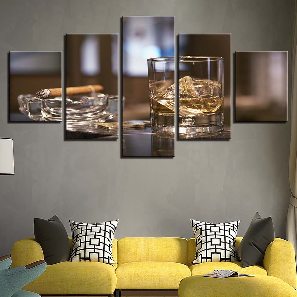 KTX-710419 Modern Decorative Canvas Art Set - Cigar, Grain & Oil Painting - Multiple Sizes Available