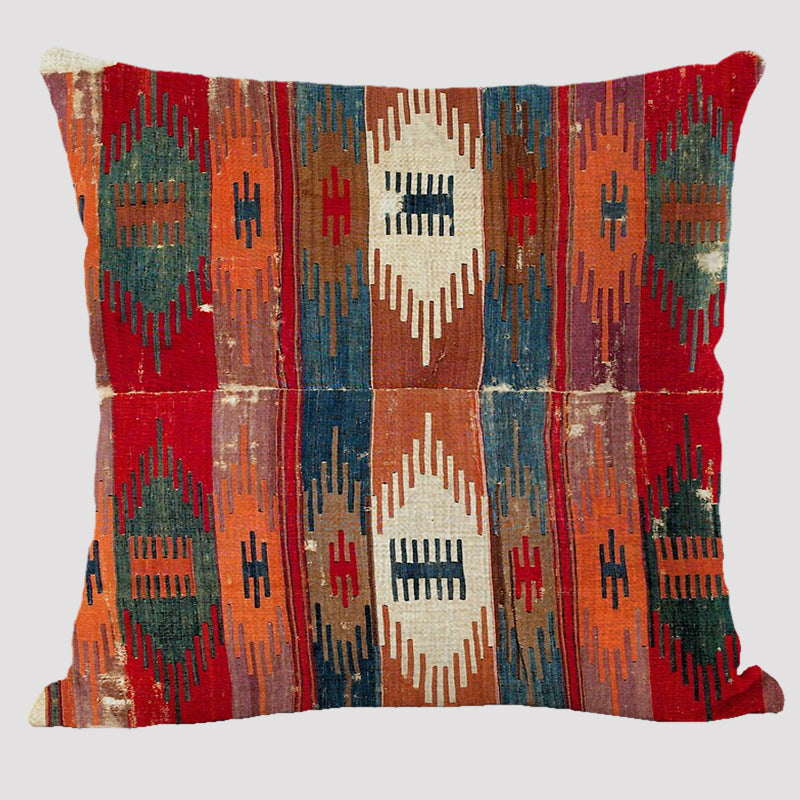 KTX-711443 Bohemian Double-Sided Geometric Linen Pillow with PP Cotton Filler