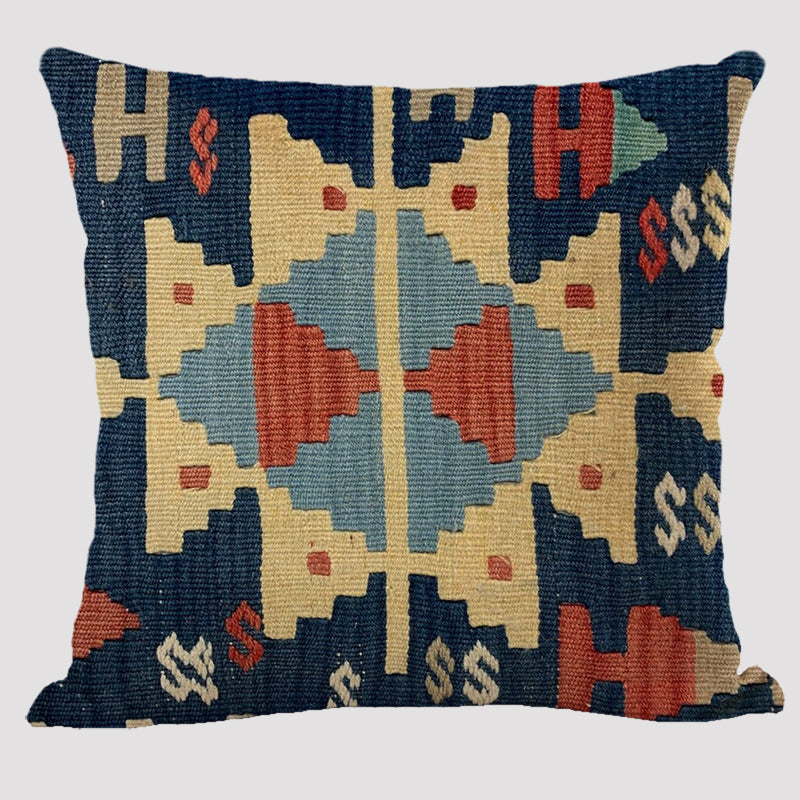 KTX-711443 Bohemian Double-Sided Geometric Linen Pillow with PP Cotton Filler