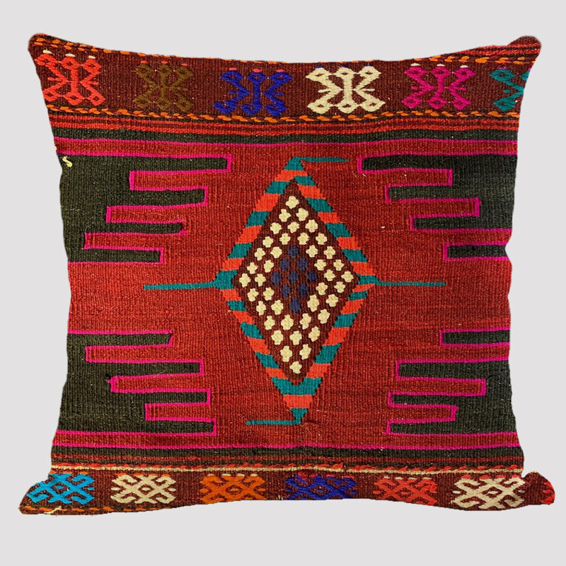 KTX-711443 Bohemian Double-Sided Geometric Linen Pillow with PP Cotton Filler
