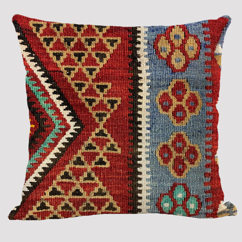 KTX-711443 Bohemian Double-Sided Geometric Linen Pillow with PP Cotton Filler