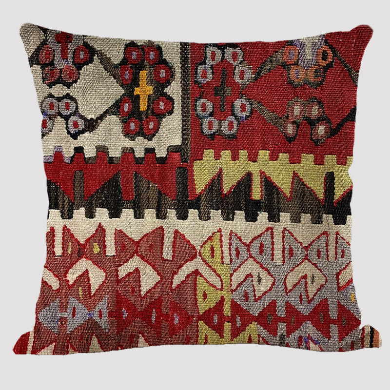 KTX-711443 Bohemian Double-Sided Geometric Linen Pillow with PP Cotton Filler