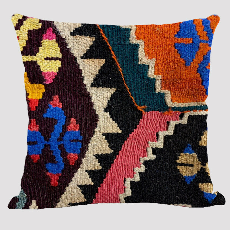 KTX-711443 Bohemian Double-Sided Geometric Linen Pillow with PP Cotton Filler