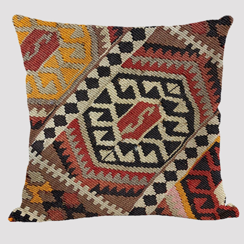 KTX-711443 Bohemian Double-Sided Geometric Linen Pillow with PP Cotton Filler