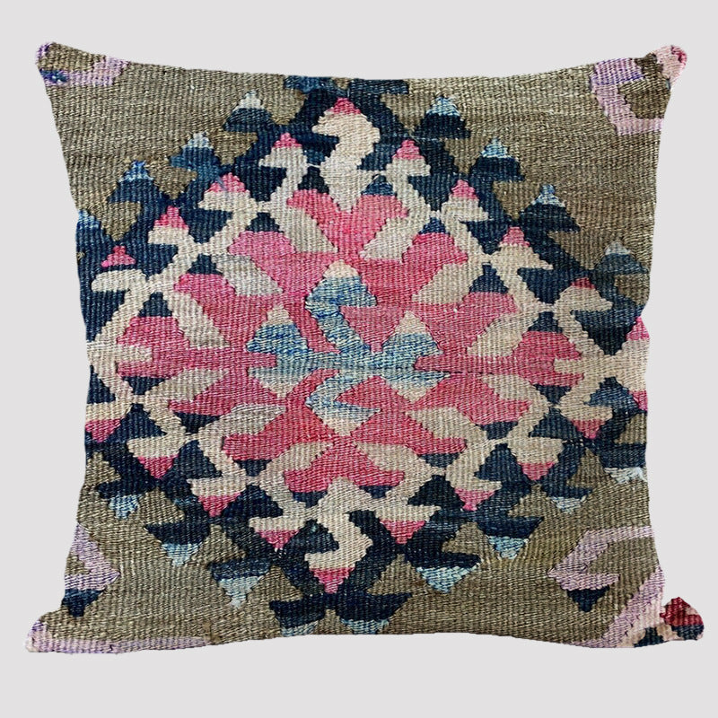 KTX-711443 Bohemian Double-Sided Geometric Linen Pillow with PP Cotton Filler