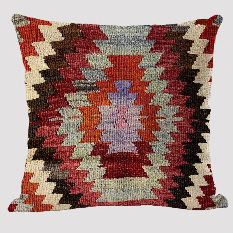 KTX-711443 Bohemian Double-Sided Geometric Linen Pillow with PP Cotton Filler