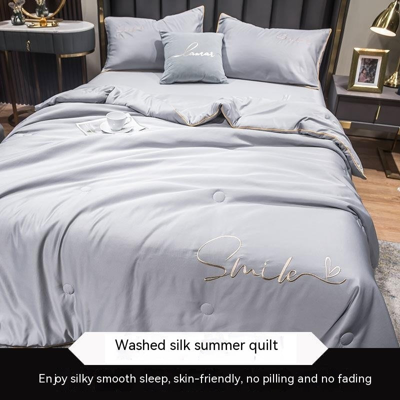 KTX-711635 Lightweight Ice Silk Summer Blanket – Washable Tencel Duvet for Air Conditioning – Available in Multiple Sizes