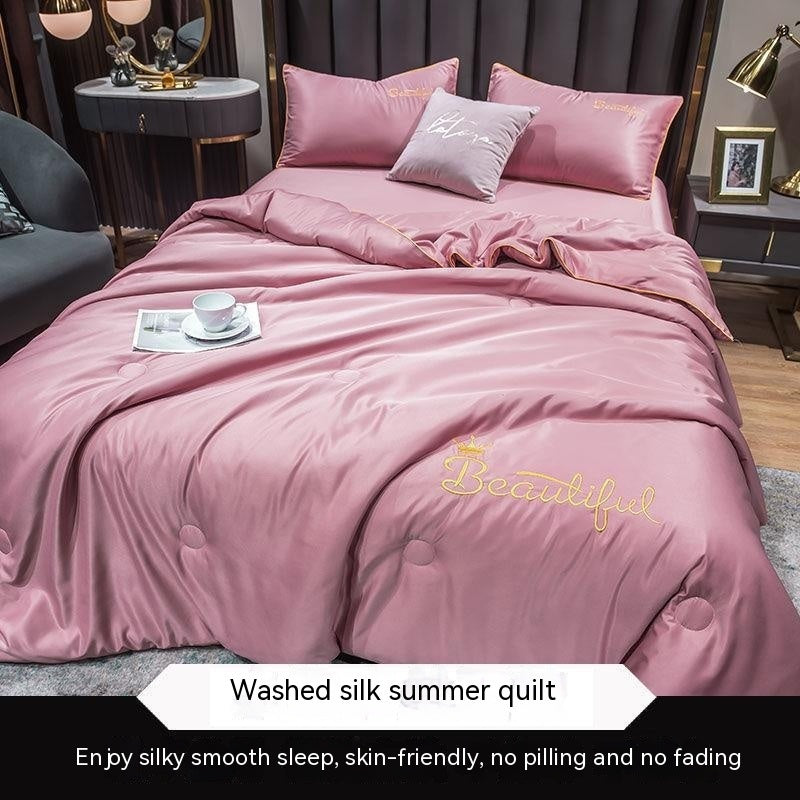 KTX-711635 Lightweight Ice Silk Summer Blanket – Washable Tencel Duvet for Air Conditioning – Available in Multiple Sizes