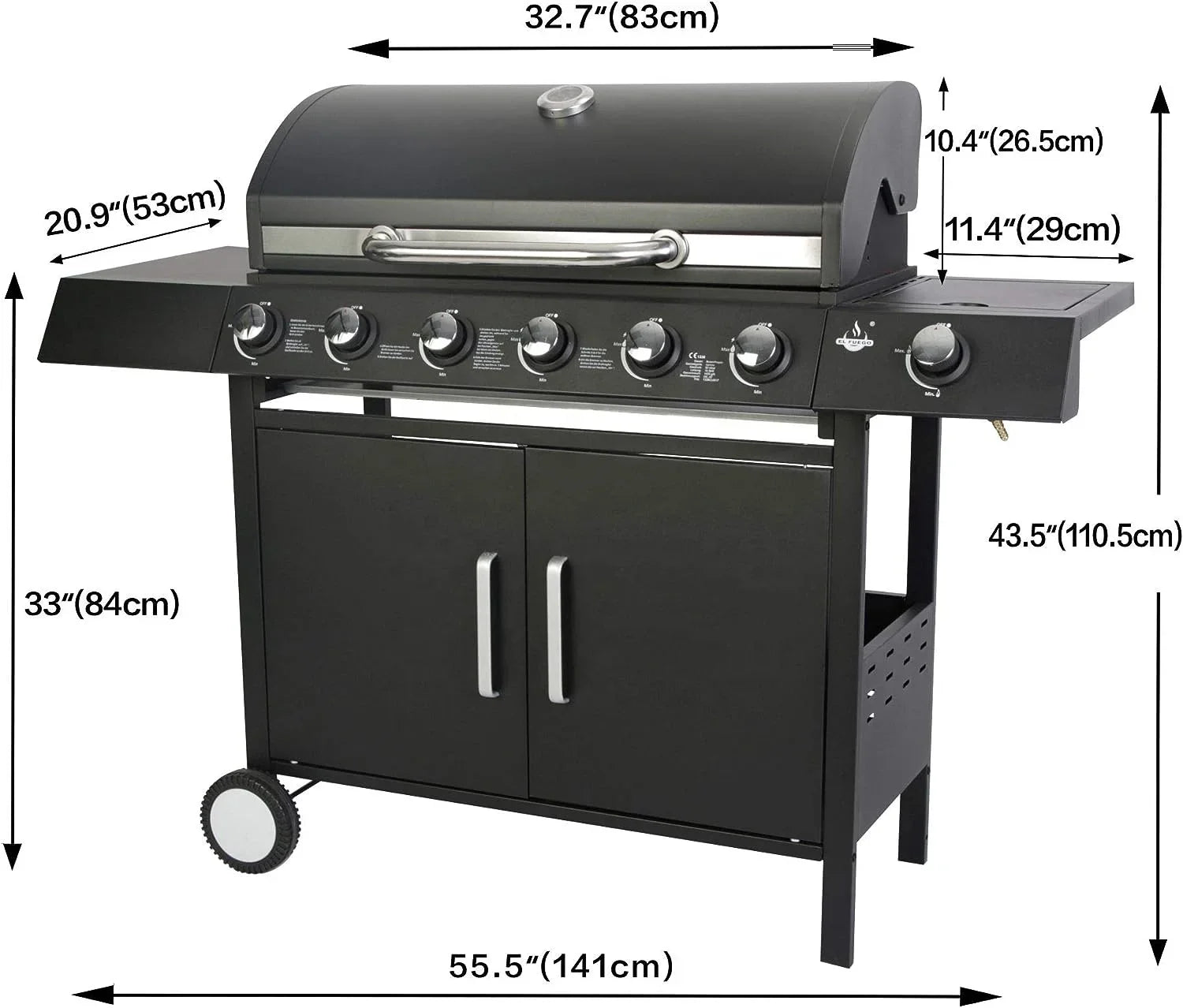 KTX-712147 Professional 6-Burner Gas BBQ Grill for Outdoor Cooking and Events