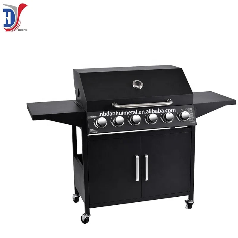KTX-712147 Professional 6-Burner Gas BBQ Grill for Outdoor Cooking and Events