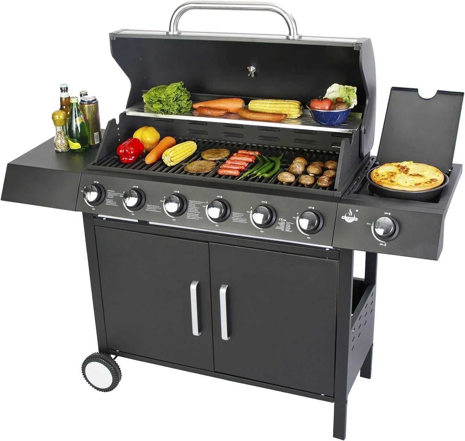 KTX-712147 Professional 6-Burner Gas BBQ Grill for Outdoor Cooking and Events