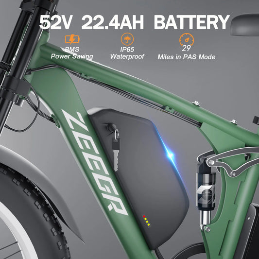 KTX-712339 2000W Dual Motor Electric Bicycle with 22.4Ah Battery, 7 Speed, 26" Fat Tires, Hydraulic Disc Brakes