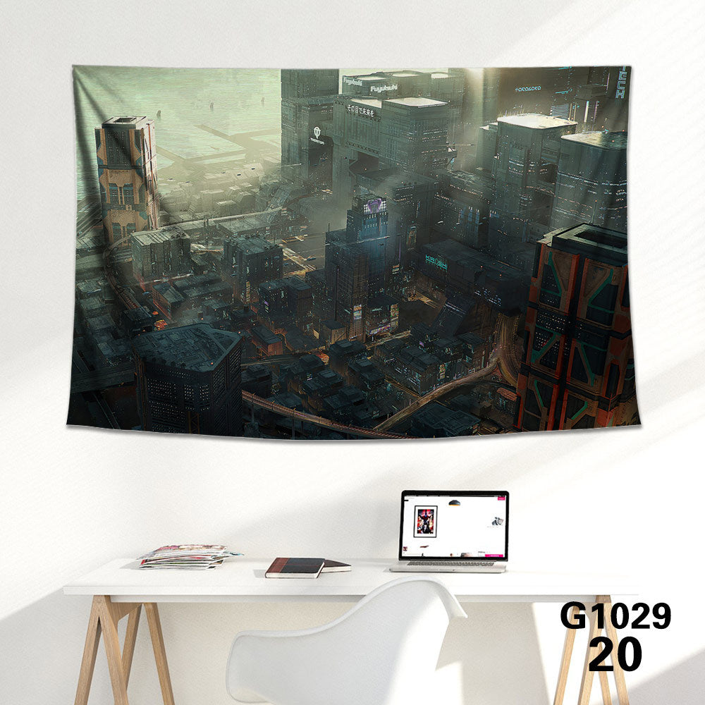 KTX-712339 Cyberpunk 2077 Tapestry Wall Cloth - 150CM x 100CM & 100CM x 66CM - 3D Digital Print Polyester Short Plush