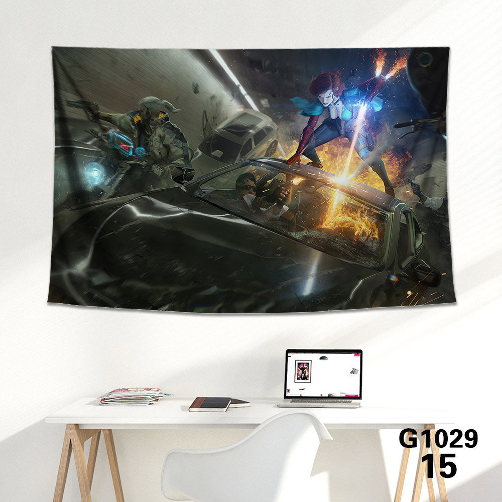 KTX-712339 Cyberpunk 2077 Tapestry Wall Cloth - 150CM x 100CM & 100CM x 66CM - 3D Digital Print Polyester Short Plush