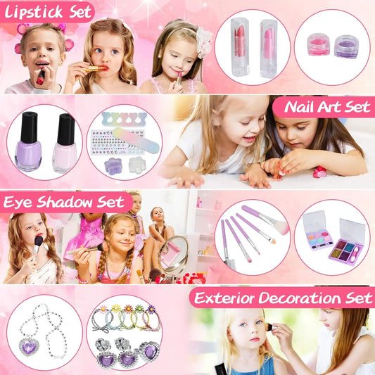 KTX-712467 Kids Pretend Play Makeup Toy Set with Portable Storage Box, Safe and Fun for Ages 2-13