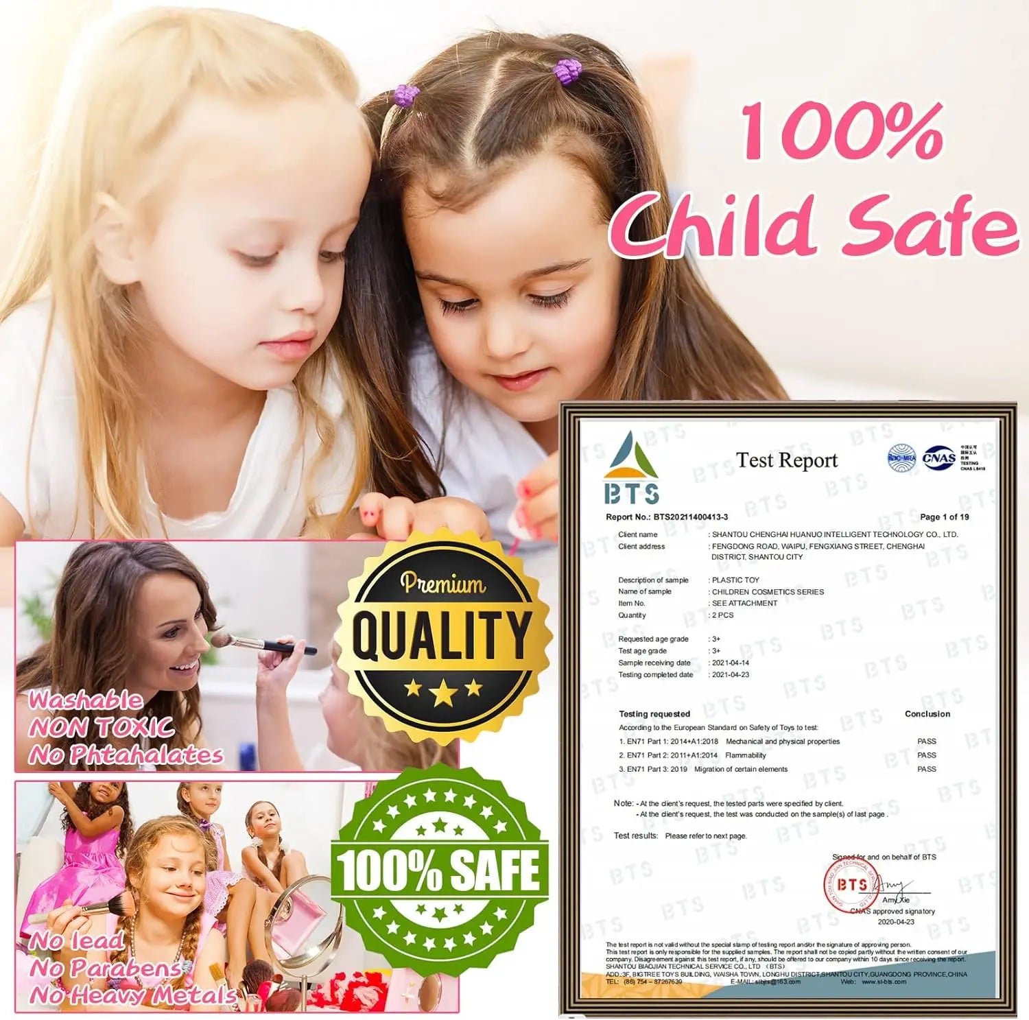 KTX-712467 Kids Pretend Play Makeup Toy Set with Portable Storage Box, Safe and Fun for Ages 2-13