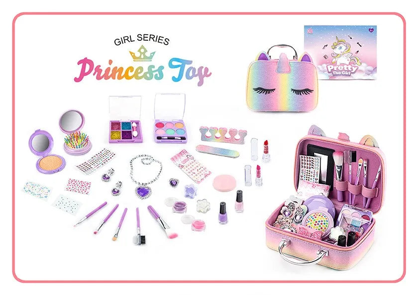 KTX-712467 Kids Pretend Play Makeup Toy Set with Portable Storage Box, Safe and Fun for Ages 2-13