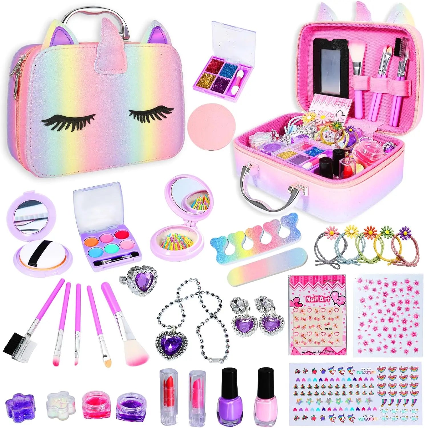 KTX-712467 Kids Pretend Play Makeup Toy Set with Portable Storage Box, Safe and Fun for Ages 2-13