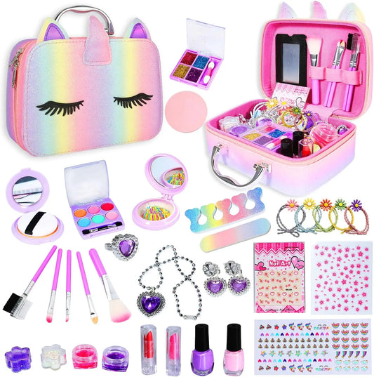 KTX-712467 Kids Pretend Play Makeup Toy Set with Portable Storage Box, Safe and Fun for Ages 2-13