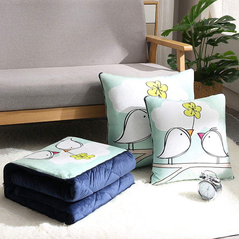 KTX-712467 Thickened Crystal Velvet Dual-Purpose Pillow and Blanket for Car and Sofa