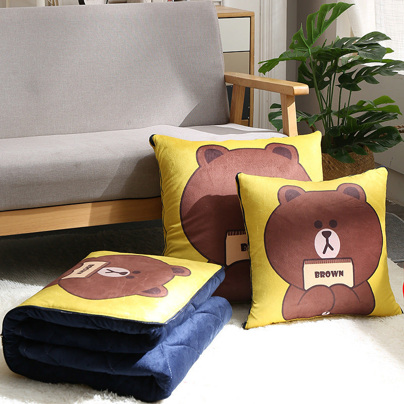 KTX-712467 Thickened Crystal Velvet Dual-Purpose Pillow and Blanket for Car and Sofa