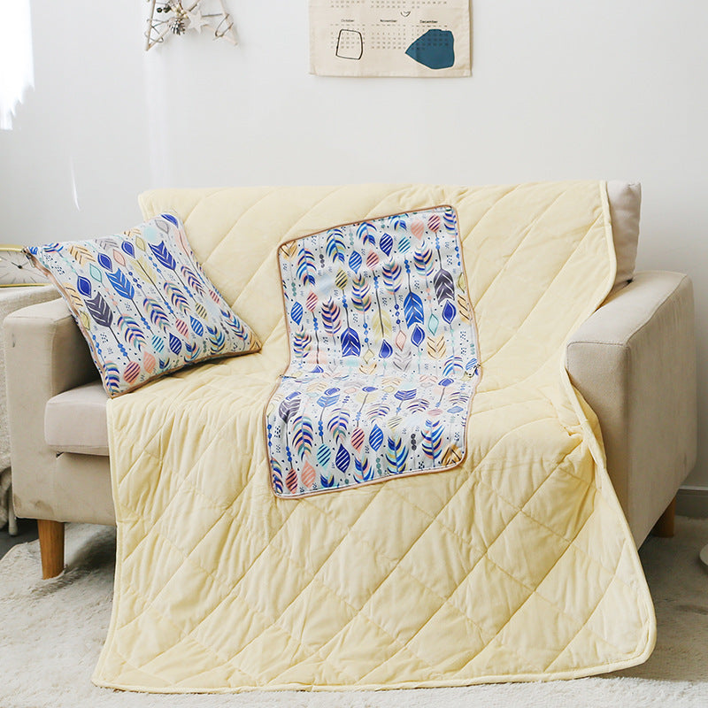 KTX-712467 Thickened Crystal Velvet Dual-Purpose Pillow and Blanket for Car and Sofa