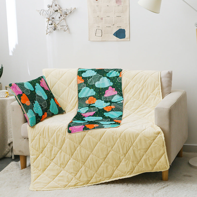 KTX-712467 Thickened Crystal Velvet Dual-Purpose Pillow and Blanket for Car and Sofa