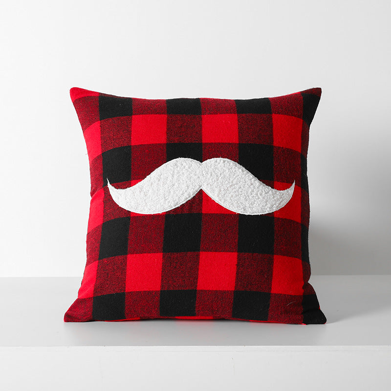 KTX-712595 Christmas Red Black Plaid Embroidered Cushion Cover - Various Designs Available