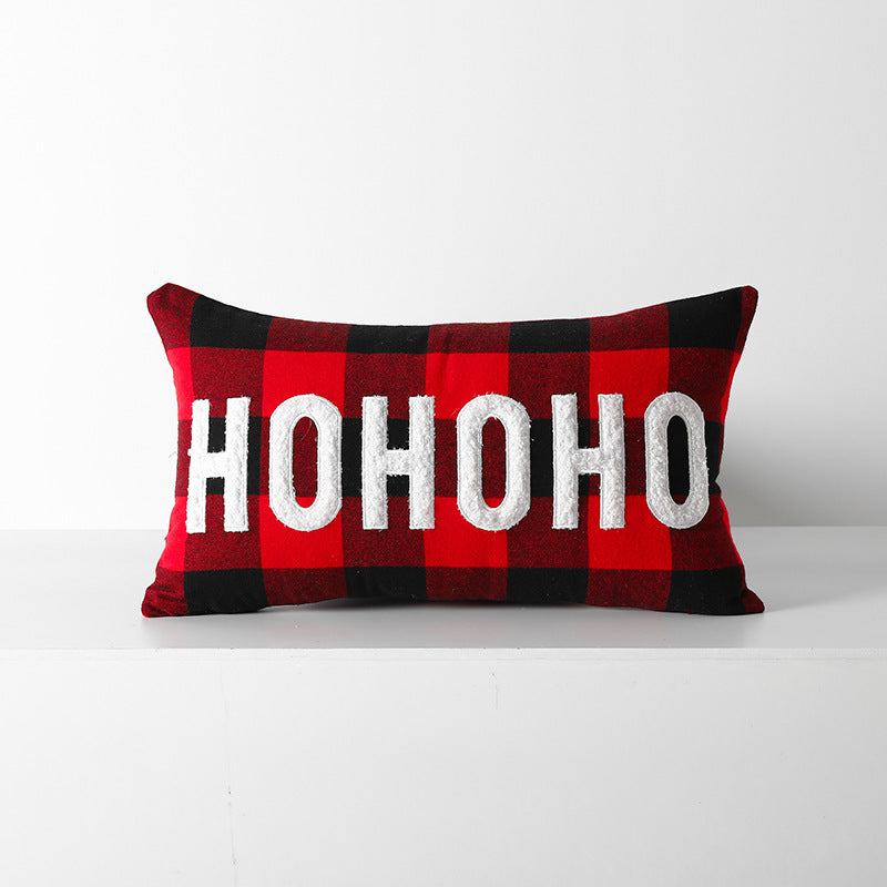 KTX-712595 Christmas Red Black Plaid Embroidered Cushion Cover - Various Designs Available