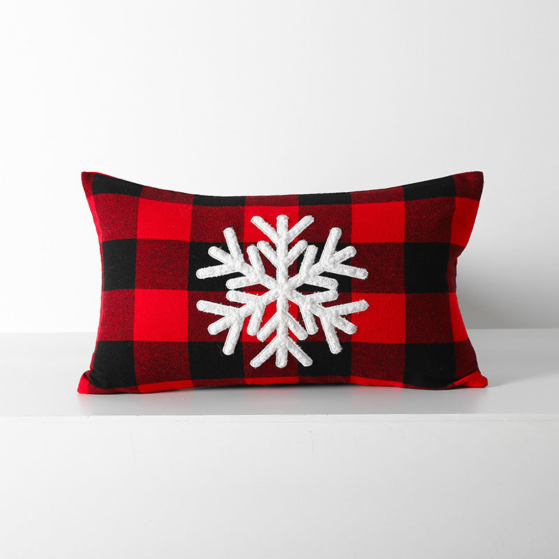 KTX-712595 Christmas Red Black Plaid Embroidered Cushion Cover - Various Designs Available