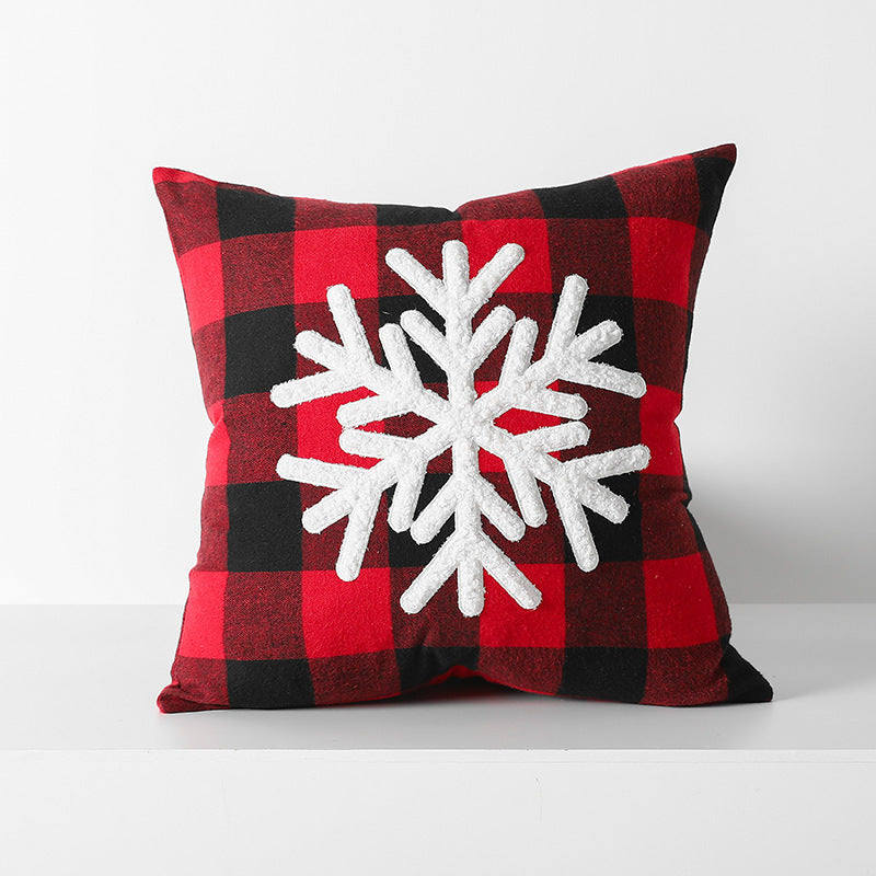 KTX-712595 Christmas Red Black Plaid Embroidered Cushion Cover - Various Designs Available